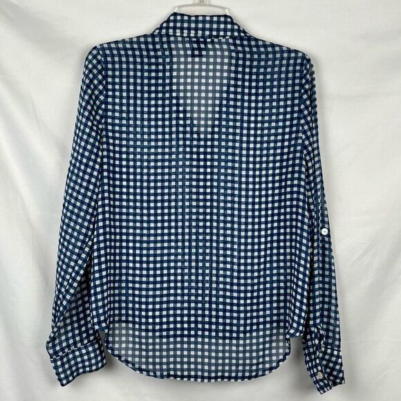 About A Girl Plaid Sheer Button Down Long Sleeve Medium - Picture 3 of 9